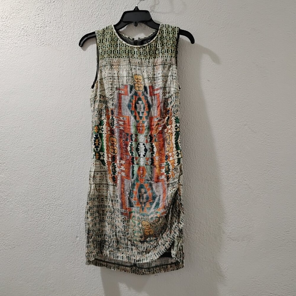 Zara Trafaluc-M- zara trafaluc dress Indian print, zipper back and sleeve lycra